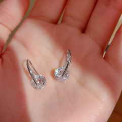 Designer Silver Plated Round CZ Copper Anti Tarnish Curved Hoop Earrings