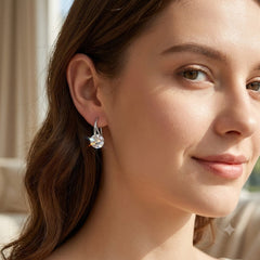 Designer Silver Plated Round CZ Copper Anti Tarnish Curved Hoop Earrings