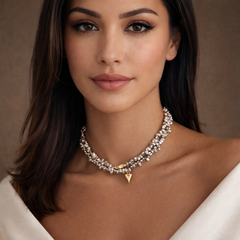 Layered Party Wear Dual Tone Gold Silver Plated Plain Alloy Necklace