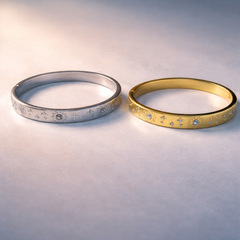 Sun Pattern Gold Silver CZ Anti Tarnish Stainless Steel Cuff & Kada