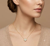 Gold Plated Heart Shaped CZ Anti Tarnish Copper Pendant For Women