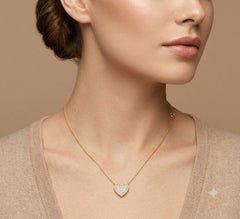 Gold Plated Heart Shaped CZ Anti Tarnish Copper Pendant For Women