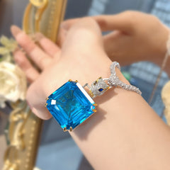 Panther Princess Cut Solitaire Pink Blue Yellow Silver Cubic Zirconia Anti Tarnish Necklace For Women