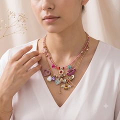 Luxury Multi Color Charm Gold Plated CZ Enamel Alloy Layered Necklace