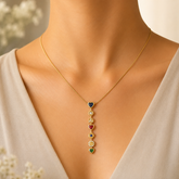 Designer Rainbow Crystal Gold Silver CZ Stainless Steel Necklace