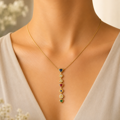 Designer Rainbow Crystal Gold Silver CZ Stainless Steel Necklace
