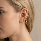 Stylish Gold CZ Anti Tarnish Stainless Steel Chain Ear Cuff Earrings