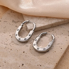 Screw Gold Silver CZ Anti Tarnish Stainless Steel Hoop Earrings