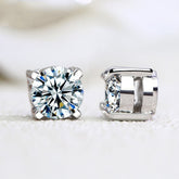 Round Multi gemstone Solitaire Crystal Cubic Zirconia Stud Earring For Men Women