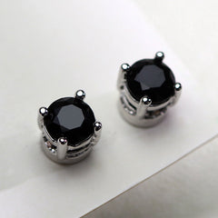 Round Multi gemstone Solitaire Crystal Cubic Zirconia Stud Earring For Men Women
