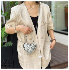Beaten Finish Acrylic Heart Gold Silver Transparent Mini Bag Hand Bag Solder For Womenbang