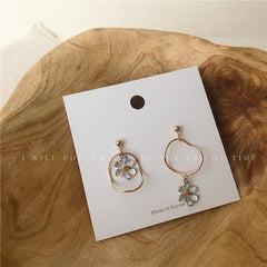 Floral Enamel Gold Plated Drop Earrings for Women