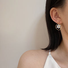 Floral Enamel Gold Plated Drop Earrings for Women