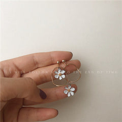 Floral Enamel Gold Plated Drop Earrings for Women