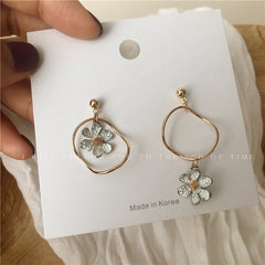 Floral Enamel Gold Plated Drop Earrings for Women
