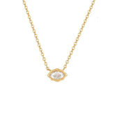 Oval Solitaire Cubic Zirconia 18K Gold Anti Tarnish Necklace Pendant Chain For Women