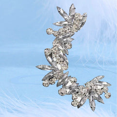 Silver Sparkle Cubic Zirconia Anti Tarnish Ear Clip Ear Cuff Earring Single(Right Ear) For Women