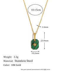 Rectangle Star Transparent 18K Gold Stainless Steel Anti Tarnish Pendant Chain Necklace For Women