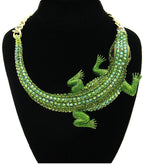 Big Crocodile 18K Gold Green Anti Tarnish Collar Necklace For Women