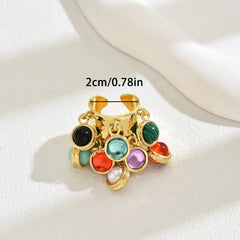 Hanging Charm Green Gold Anti Tarnish Free Size Band Ring For Women