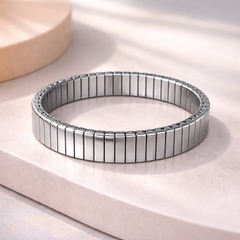 Stretchable Gold Silver Plated Plain Stainless Steel Bracelet