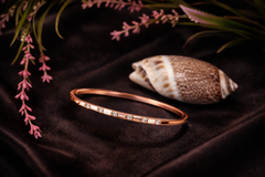 Square Shape Stone Rose Gold Plated CZ Stainless Steel Cuff & Kada