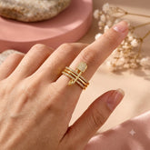 Designer Multi Layer Gold Plated CZ Copper Anti Tarnish Cocktail Ring