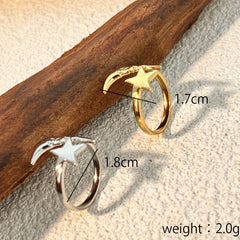 Crescent moon 18K Gold Plated Silver Anti Tarnish Free Size Ring For Women