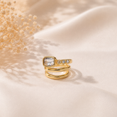 Minimalist Spiral Style Gold Silver Plated CZ Single Ear Cuff Earrings
