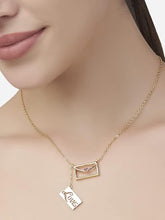 Pink Heart Postcard letter Gold Cubic Zirconia Copper Necklace For Women