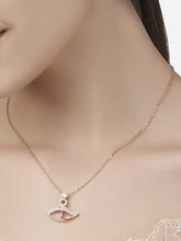 Pink Evil Eye Gold Cubic Zirconia Copper Necklace For Women