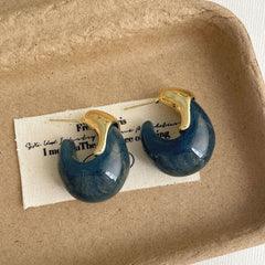 Multi Color Teardrop Gold Resin Copper Drop Earrings For Women