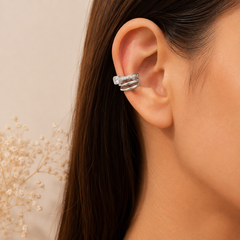 Minimalist Spiral Style Gold Silver Plated CZ Single Ear Cuff Earrings