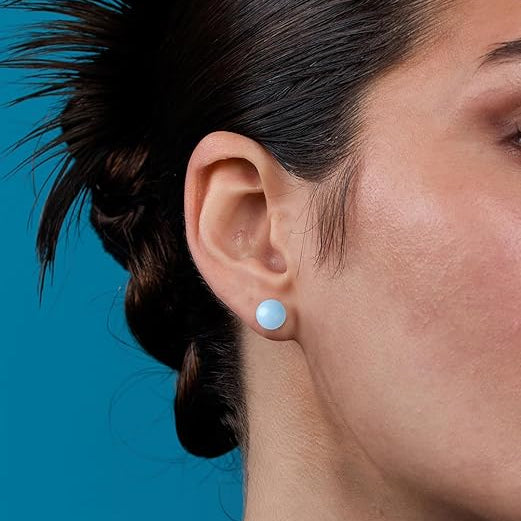 Round Blue Rose Silver Gold Pearl Anti Tarnish Brass Stud Earrings