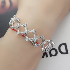 18K Gold Silver CZ Adjustable Free Size Bracelet Cum Ring