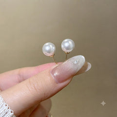 Designer Classic White Pearl Gold Plated Alloy Stud Earrings For Women