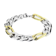 Classic Curb Cuban Gold Silver 316L Stainless Steel Bracelet Men