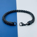 316L Stainless Steel Black Rhodium Wheat Design Mens Bracelet
