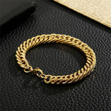 Classic 3D Curb 22K Gold Plated Stainless Steel Bracelet For Men