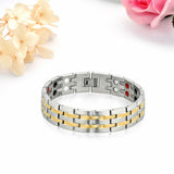 Titanium Stainless Steel Silver Gold Magnetic Therapy Health Energy Bracelet Men