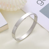 Classic Glossy Stainless Steel Silver Openable Bangle Bracelet