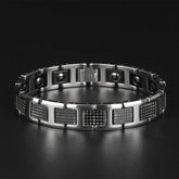 Black Ceramic Silver 316L Stainless Steel Magnetic Bracelet Men