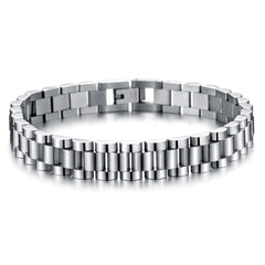 Watch Style Glossy Silver 316L Stainless Steel Bracelet For Men