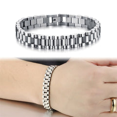 Watch Style Glossy Silver 316L Stainless Steel Bracelet For Men