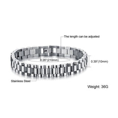Watch Style Glossy Silver 316L Stainless Steel Bracelet For Men