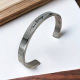 8mm Stainless Steel Letter Engraved Silver Bangle Cuff
