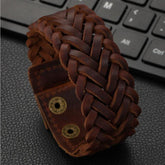 Braided Biker Funky Handcrafted Brown Leather Wrist Band Bracelet