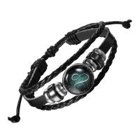 Constellation Zodiac Leather Wrist Band Strand Bracelet