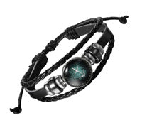 Constellation Zodiac Leather Wrist Band Strand Bracelet