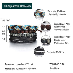 Tibetan Beaded Braided Leather Wrist Wrap Around Band Strap Bracelet